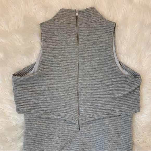 BARIII gray ribbed sleeveless mockneck dress Large - Picture 4 of 7